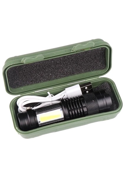 Şarjlı LED El Feneri - 14500 Pil Dahil, 4 Işık Modu, Mini Boy indirimleri