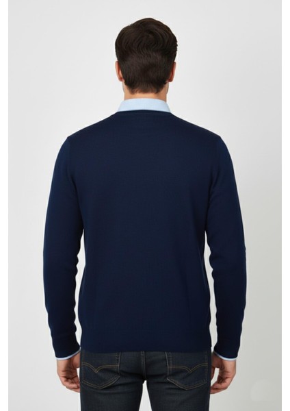 Erkek V Yaka Triko Kazak Çelik Örgü Regular Kalıp BGL-ST04838 modelleri