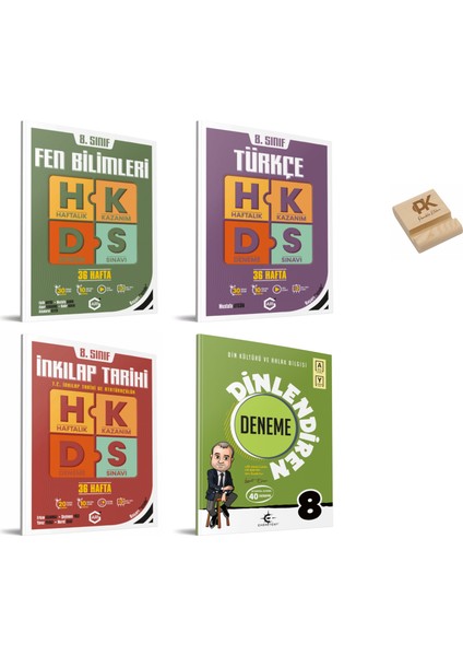 Arı Lgs 8. Sınıf Fen Türkçe Inkılap ve Din Haftalık Kazanım Denemeleri 4lü Set + Telefon Standı