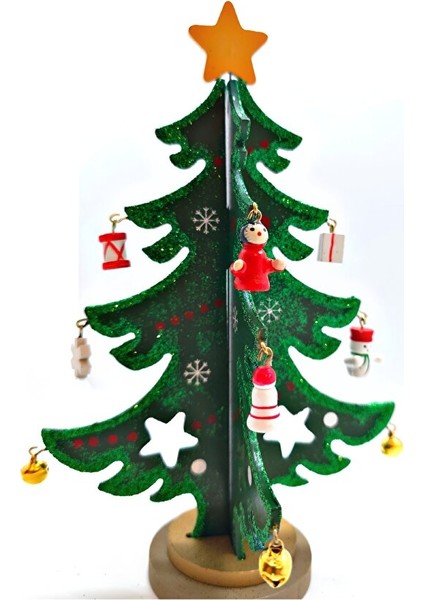 22.5 cm Ahşap Masa Üstü Yılbaşı Ağacı | Dekoratif Mini Noel Çam Ağacı | Ofis Süsü fiyatları