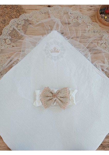 Yenidoğan Teri Cotton Taç Nakışlı Prizma Taş Kundak Bebek Battaniyesi indirimleri