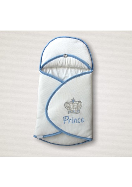 Yenidoğan Prince Nakışlı Çizgi Efektli Kız Bebek Klasik Kundak Bebek Battaniyesi