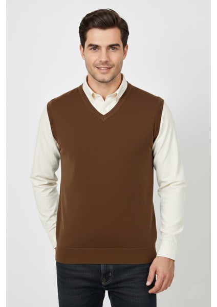Erkek V Yaka Süveter Çelik Örgü Regular Kalıp BGL-ST04839