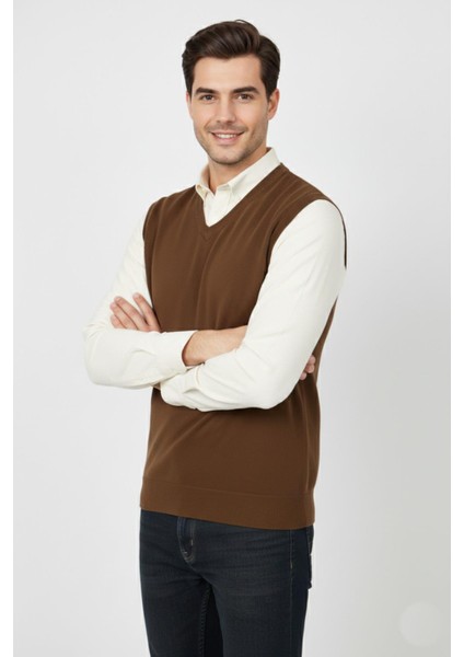 Erkek V Yaka Süveter Çelik Örgü Regular Kalıp BGL-ST04839 fiyatları