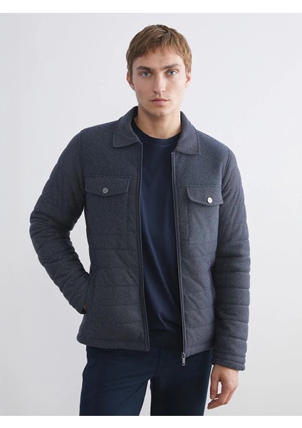 Vision Jakar Kumaş Kapitone Desen Dar/slim Fit Gömlek Yaka Lacivert Erkek Mont fiyatları