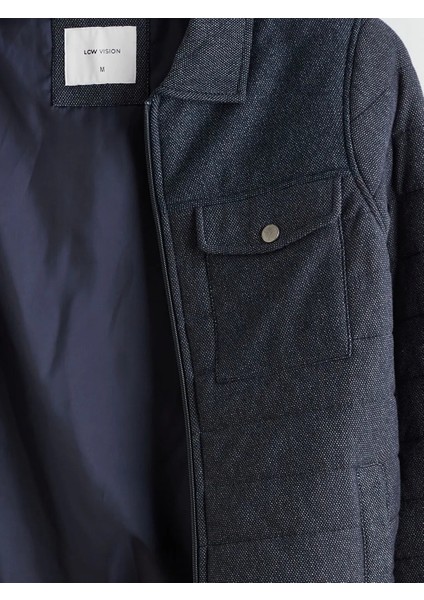 Vision Jakar Kumaş Kapitone Desen Dar/slim Fit Gömlek Yaka Lacivert Erkek Mont fırsatları