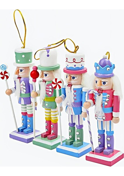 Pastel Renkli 4’lü Fındıkkıran Asker Figür Seti – 13 cm Ahşap Yılbaşı Süsü Dekor modelleri