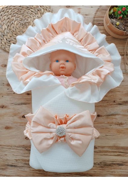 Yenidoğan Mehtap Lüks Kelebek Taç Nakışlı Bebek Battaniyesi Kundak fiyatları