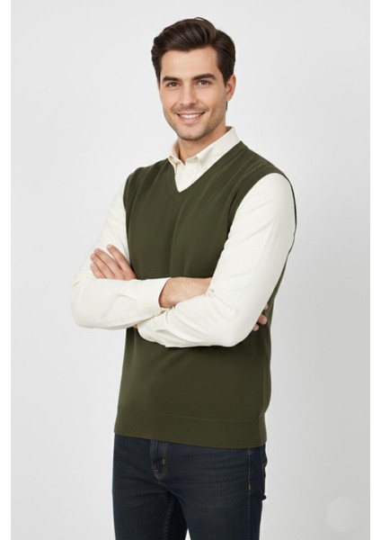 Erkek V Yaka Süveter Çelik Örgü Regular Kalıp BGL-ST04839 fiyatları