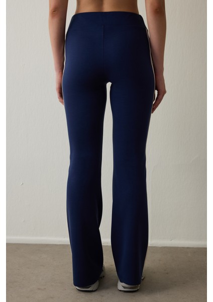 Lacivert Modal Flare (Ispanyol Paça) Yüksek Bel Pantolon modelleri