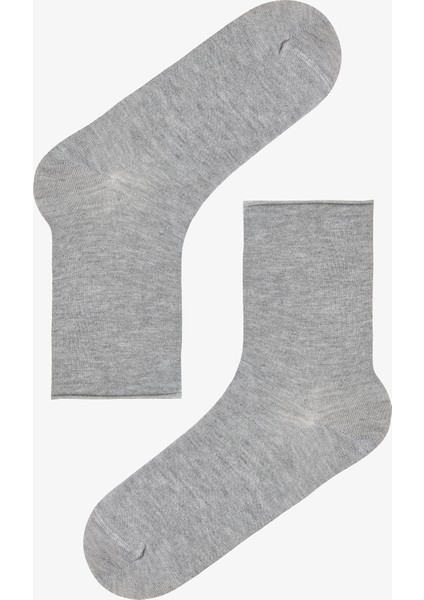 Gri Rahat Bilek Lastikli Bambu Soket Çorap