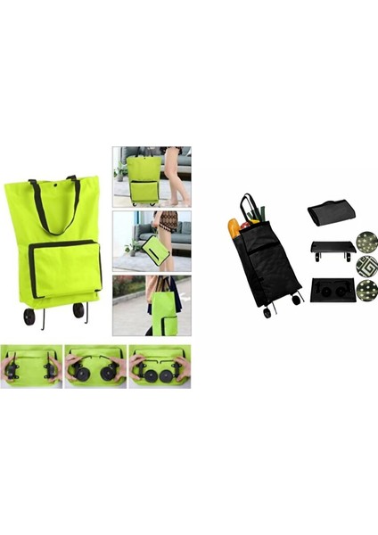 Pratik Katlanabilir Pazar Arabası + Poşet Taşıma Aparatı - 2li Set 7AC79N fiyatları