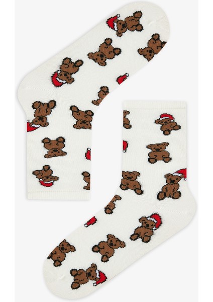 2 Çift Pamuklu Yeni Yıl Aycık Desenli Kutulu Soket Çorap modelleri