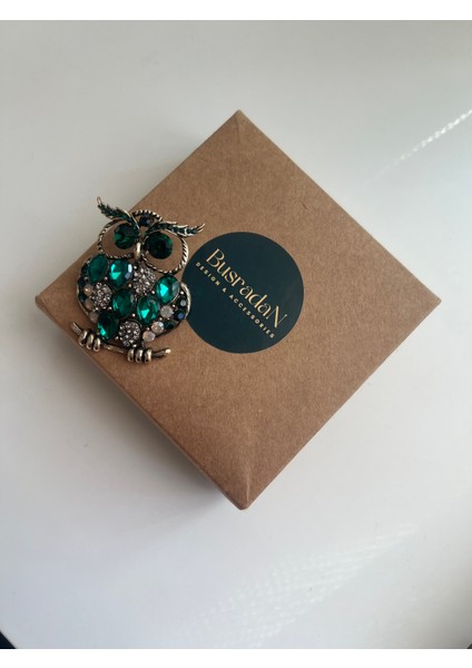 Yeşil Zirkon Taşlı Baykuş Broş modelleri