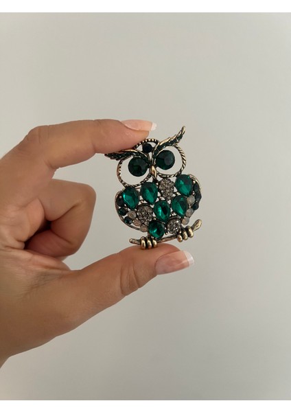 Yeşil Zirkon Taşlı Baykuş Broş fırsatları