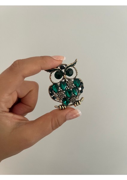Yeşil Zirkon Taşlı Baykuş Broş indirimleri