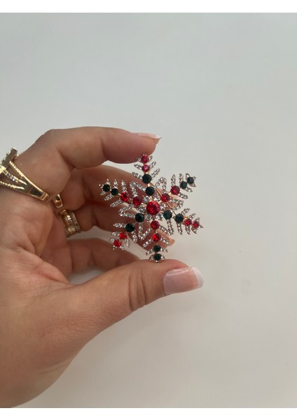 Yeni Yıl Hediyesi Renkli Kar Tanesi Yılbaşı Broş