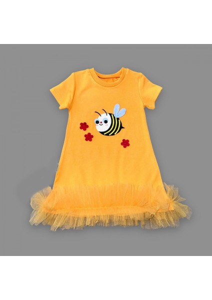 1-2-3 Yaş Arıcık Nakışlı Eteği Fırfırlı Jile Kız Çocuk Elbisesi fiyatları