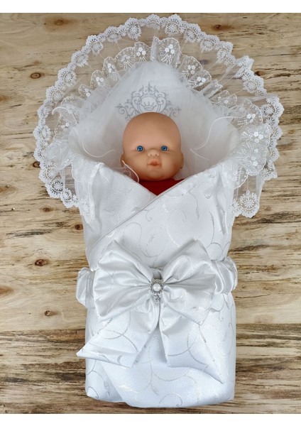 Yenidoğan Pırıltı Taç Nakışlı Inci Delüks Kundak Bebek Battaniyesi fiyatları