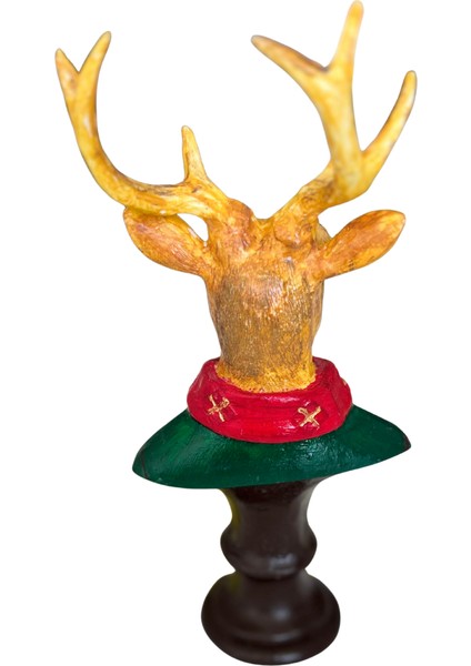 Yılbaşı Geyik Büstü – Dekoratif Heykel Biblo | Kırmızı Atkılı Geyik Premium Masa Üstü Obje fırsatları