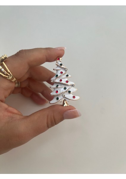 Yeni Yıl Hediyesi Beyaz Yılbaşı Ağacı Yılbaşı Broş modelleri