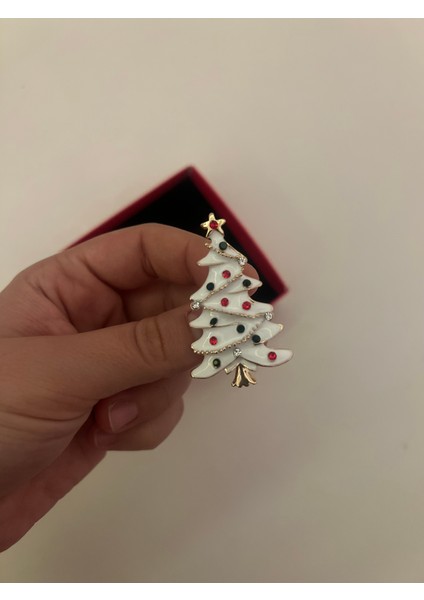 Yeni Yıl Hediyesi Beyaz Yılbaşı Ağacı Yılbaşı Broş fırsatları