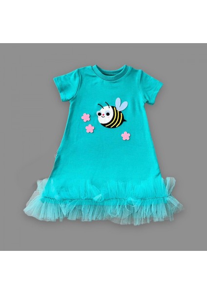 1-2-3 Yaş Arıcık Nakışlı Eteği Fırfırlı Jile Kız Çocuk Elbisesi fiyatları
