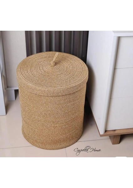 Jüt Hasır Sepet Düzenleyici Oyuncak Çamaşır Sepeti Kapaklı 40X35 fiyatları