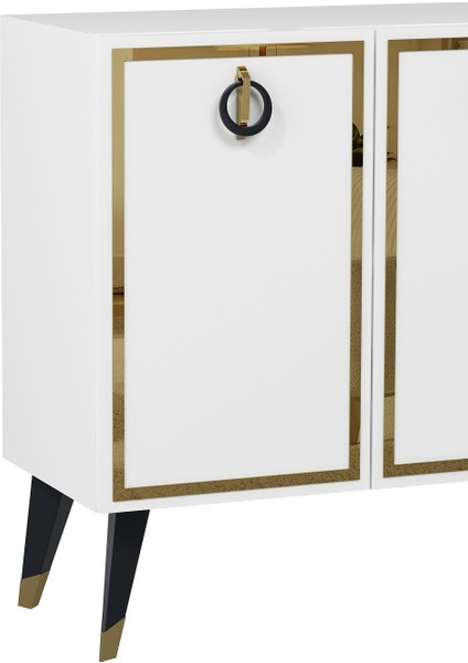 8213-32CT KB150 Konsol, Tv Ünitesi Beyaz-Altın-Siyah fırsatları