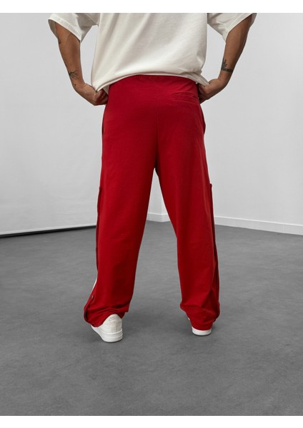 Şeritli Kırmızı Erkek Baggy Pantolon COC1060 fırsatları