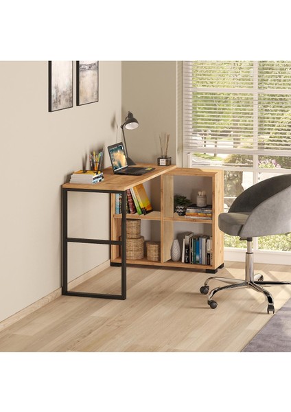 Oskar Katlanir L Çalisma Masası-Bilgisayar Masası-Çiftyönlü