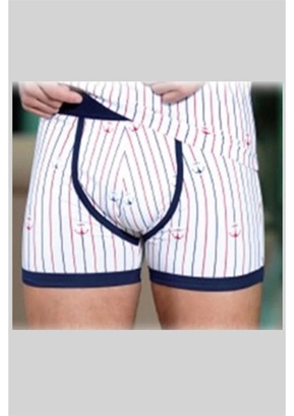 Berrak Çapa ve Çizgi Baskı Erkek Boxer 1107