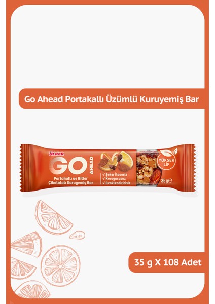 Go Ahead Portakallı, Üzümlü ve Bitter Çikolatalı Kuruyemiş Bar - 35 Gram - 108 Adet
