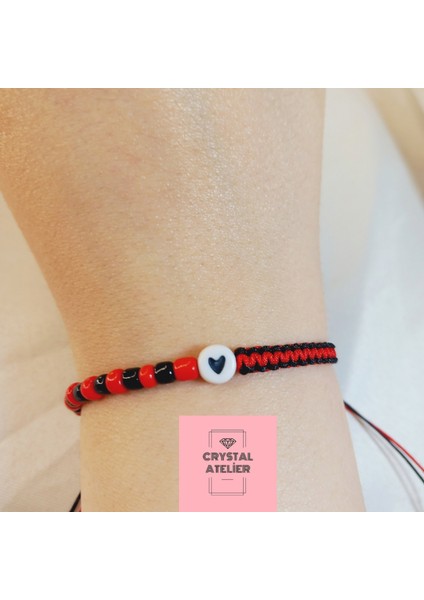 Gaziantep F.k. Kalpli Boncuk Taraftar Makrome Bileklik – Kırmızı Siyah Unisex El Yapımı Kombin Takı - Gaziantep F.k. Bileklik - Makrome Bileklik - Kırmızı Siyah Taraftar Bileklik modelleri