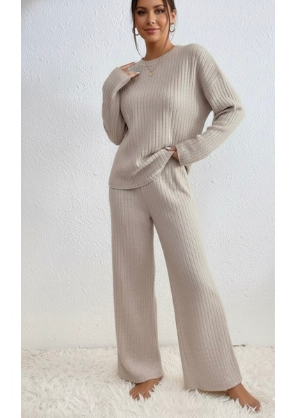 Dokuma Çizgili Triko Alt Üst Takım