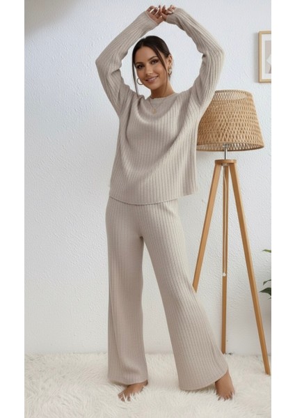 Dokuma Çizgili Triko Alt Üst Takım fiyatları