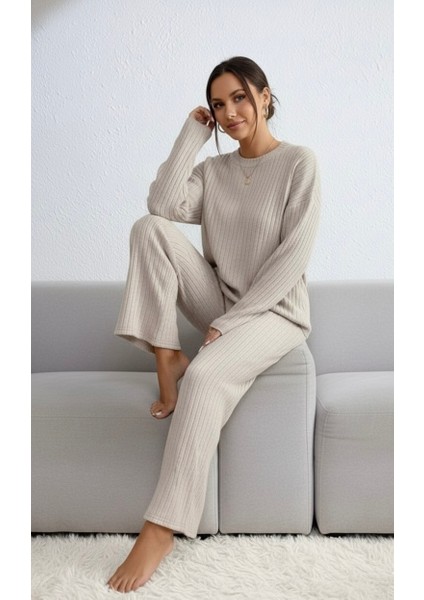 Dokuma Çizgili Triko Alt Üst Takım modelleri