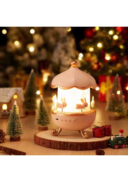 Tavşan Atlıkarınca Uyku Melodi Özellikli ve Değişken Figürlü Projektör Gece Lambası