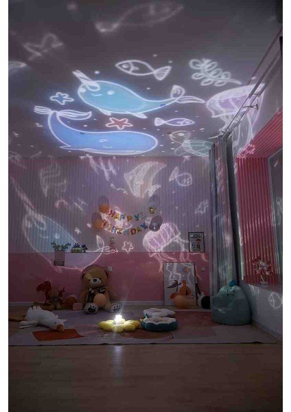 Tavşan Atlıkarınca Uyku Melodi Özellikli ve Değişken Figürlü Projektör Gece Lambası fırsatları