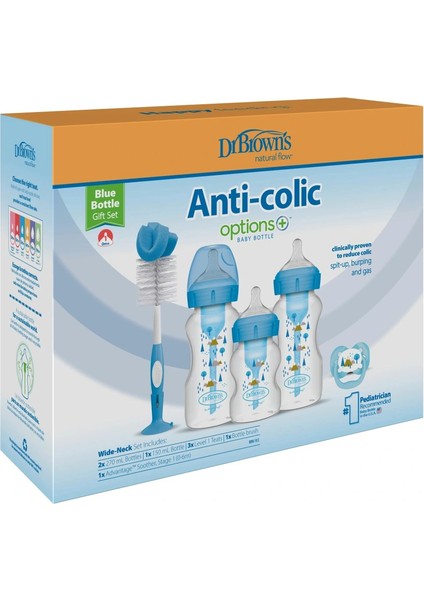 Dr Brown's Geniş Ağız Anti Kolik Options+ Pp Biberon Hediye Seti Mavi fiyatları