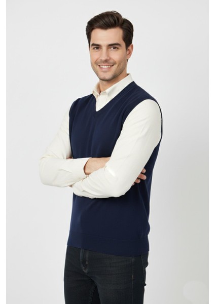 Erkek V Yaka Süveter Çelik Örgü Regular Kalıp BGL-ST04839 fiyatları