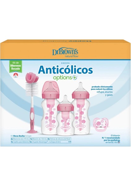 Dr Brown's Geniş Ağız Anti Kolik Options+ Pp Biberon Hediye Seti Pembe fiyatları
