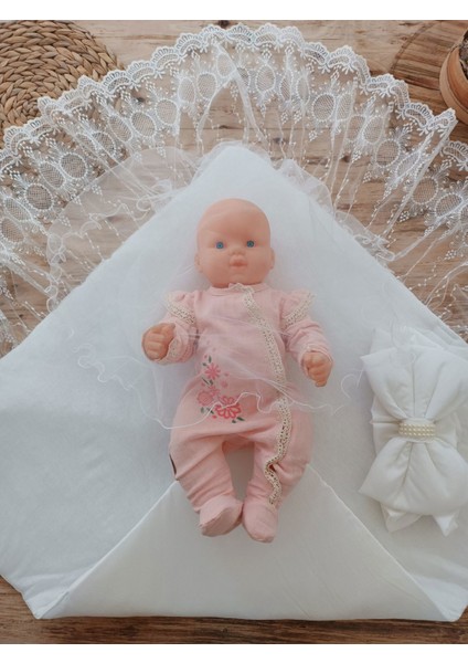Yenidoğan Yakamoz Kumru Model Dantelli Taşlı Fiyonk Bebek Battaniyesi Kundak modelleri