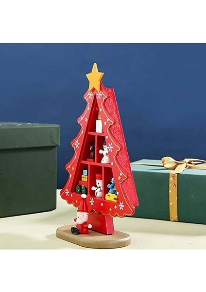 Ahşap Noel Ağacı Masaüstü Dekor – Mini Figürlü Kırmızı Yılbaşı Süsleme ve Hediye Seti fiyatları
