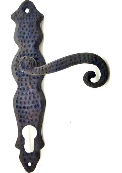 Antika Tarz Dekoratif Pirinç Kıvrık Yale Kapı Kolu 210X43 Mm, Oksit