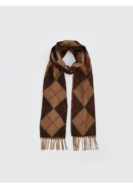 Yeni Sezon Ekose Desenli Püsküllü Erkek Atkı