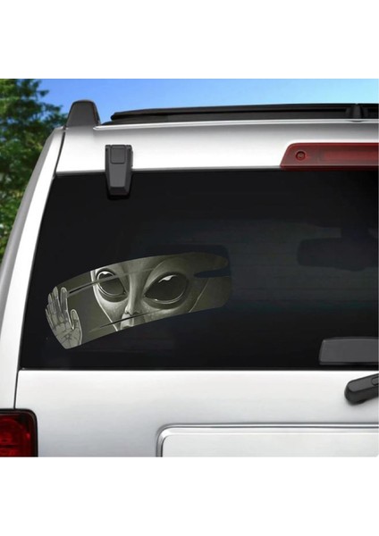 Camdan Bakan Uzaylı Sticker - Araba Oto Cam Motosiklet Sticker - 03002
