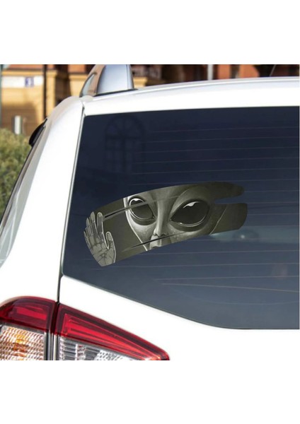 Camdan Bakan Uzaylı Sticker - Araba Oto Cam Motosiklet Sticker - 03002 modelleri