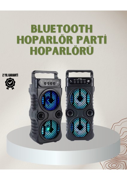 1200 Mah Şarjlı LED Işıklı Bluetooth Hoparlör – Fm Radyolu Hafıza Kart Dest - M976R653-K14