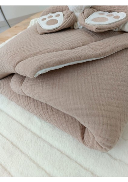 Yenidoğan 4 Kat Müslin Kumaş Kulaklı Patili Fiyonk Bebek Battaniyesi Kundak fiyatları